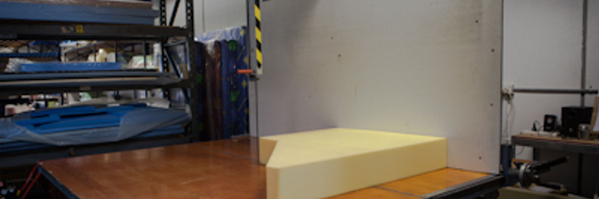 Foam sheets and blocks on the workshop floor in Brookvale