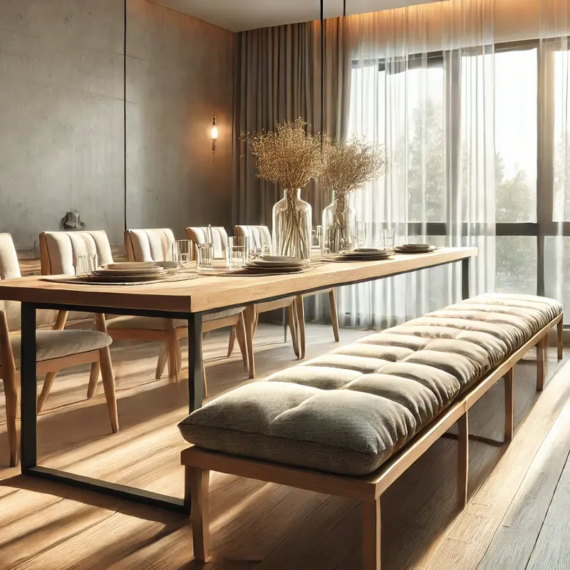 Bench cushion in a dining setting